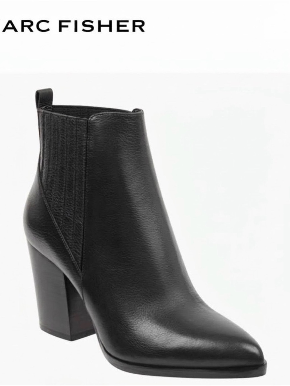 Marc Fisher Black Leather Block Heel Chelsea Ankle Boot SIZE 8.5M